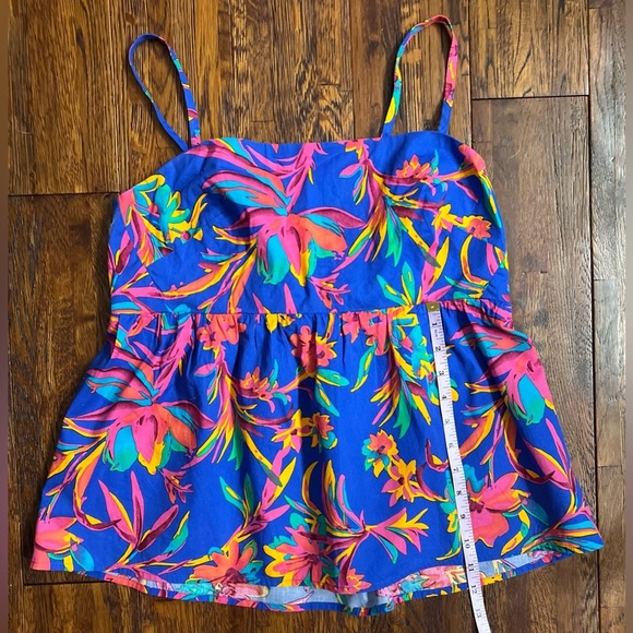 J. CREW Tropical Tie Back Strappy Top in Brilliant Blue Fuschia Size 10 - Picture 4 of 7